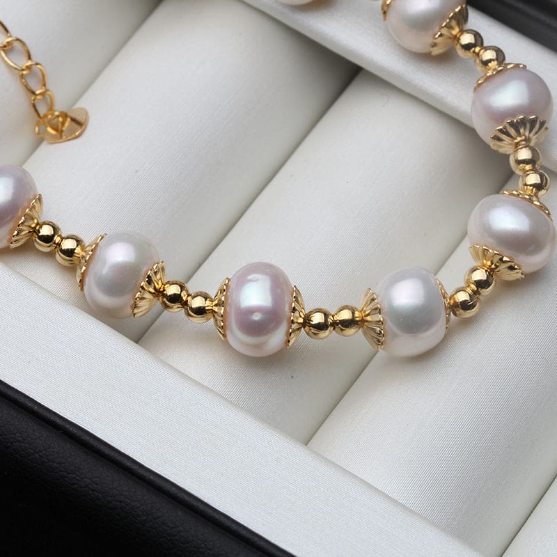 100% Real Freshwater Round Pearl Bracelet For Women